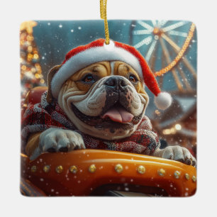 ブルマスティフ犬ローラーコースタークリスマス セラミックオーナメント