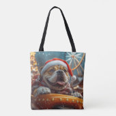 ブルマスティフ犬ローラーコースタークリスマス トートバッグ (裏面)