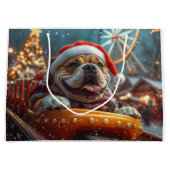 ブルマスティフ犬ローラーコースタークリスマス ラージペーパーバッグ (正面)