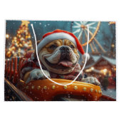 ブルマスティフ犬ローラーコースタークリスマス ラージペーパーバッグ (裏面)