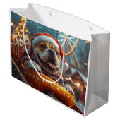 ブルマスティフ犬ローラーコースタークリスマス ラージペーパーバッグ (裏面アングル)