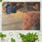 ブルマスティフ紅葉秋インスパイア キッチンタオル (折り畳み)