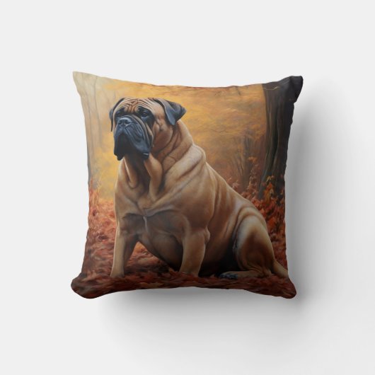 ブルマスティフ紅葉秋インスパイア クッション (正面)