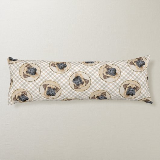 ブルマスティフ絵を描ズの子犬の赤いセーブルかわいい犬のアート ボディピロー (裏面)