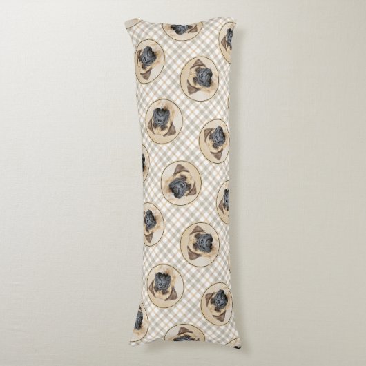 ブルマスティフ絵を描ズの子犬の赤いセーブルかわいい犬のアート ボディピロー (正面縦)