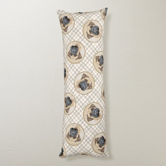 ブルマスティフ絵を描ズの子犬の赤いセーブルかわいい犬のアート ボディピロー (裏面 (縦))