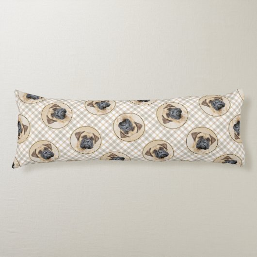 ブルマスティフ絵を描ズの子犬の赤いセーブルかわいい犬のアート ボディピロー (正面)