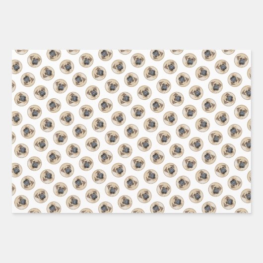 ブルマスティフ絵を描ズの子犬の赤いセーブルかわいい犬のアート ラッピングペーパーシート (正面2)