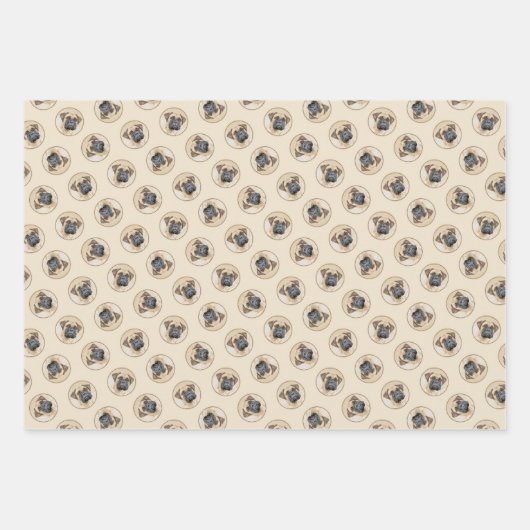 ブルマスティフ絵を描ズの子犬の赤いセーブルかわいい犬のアート ラッピングペーパーシート (正面)