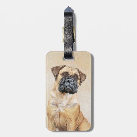 ブルマスティフ絵画ズ – かわいいオリジナルドッグアート ラゲッジタグ (裏面縦)