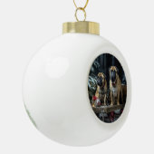 ブルマスティフ雪そりクリスマスデコール セラミックボールオーナメント (左)