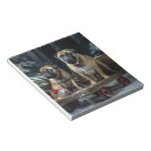 ブルマスティフ雪そりクリスマスデコール ノートパッド (アングル)