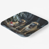 ブルマスティフ雪そりクリスマスデコール ペーパープレート (傾斜あり)