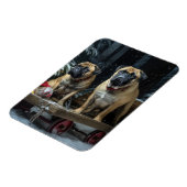 ブルマスティフ雪そりクリスマスデコール マグネット (左側)