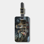 ブルマスティフ雪そりクリスマスデコール ラゲッジタグ (正面縦)