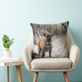 ブルマスティフ雪のクリスマス クッション (椅子)