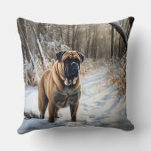 ブルマスティフ雪のクリスマス クッション (裏面)