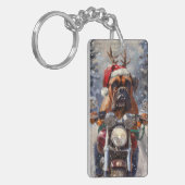 ブルマスティフ 犬 バイク クリスマス キーホルダー (正面左)