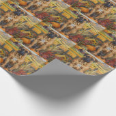 ブルマスティフ 秋の収穫 感謝祭 ラッピングペーパー (角)