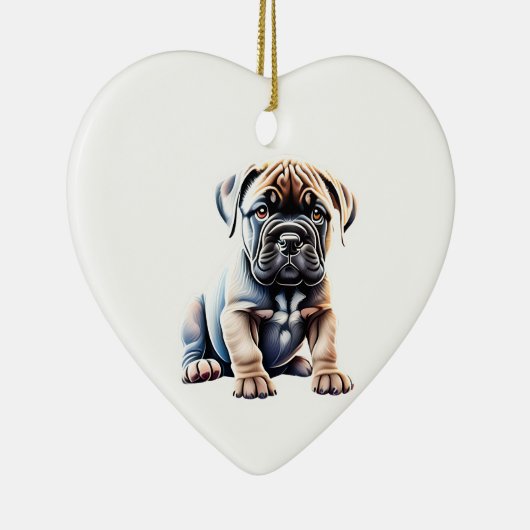 ブルマパーソナライズされたスチフの子犬 セラミックオーナメント (右)