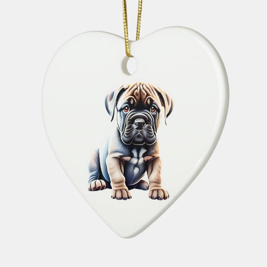 ブルマパーソナライズされたスチフの子犬 セラミックオーナメント (左)