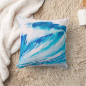 ブルマリン色の水色の高海波 クッション (ブランケット)