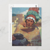 ブルメンシャインによる水差しを持つタオス・インディアン ポストカード (正面/裏面)