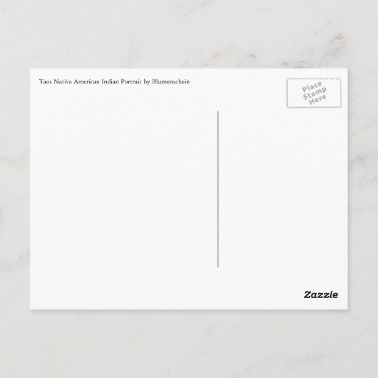 ブルメンシャインによる水差しを持つタオス・インディアン ポストカード (裏面)
