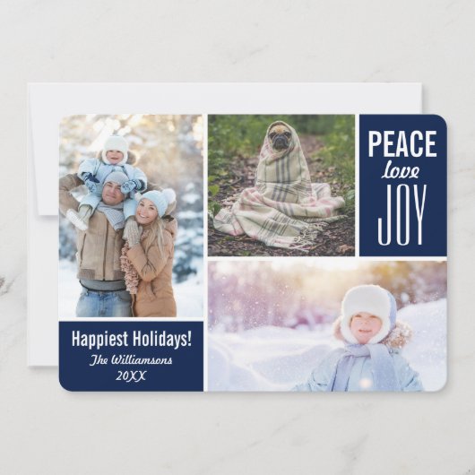 ブルモダンークリスマスピースラブジョイフォトコラージュ シーズンカード (正面)