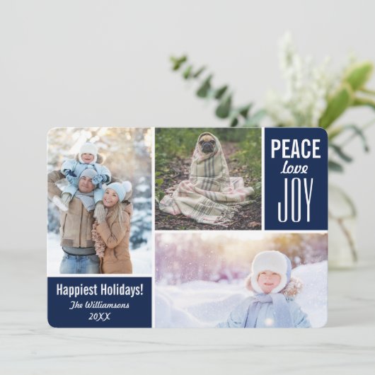 ブルモダンークリスマスピースラブジョイフォトコラージュ シーズンカード (スタンド正面)