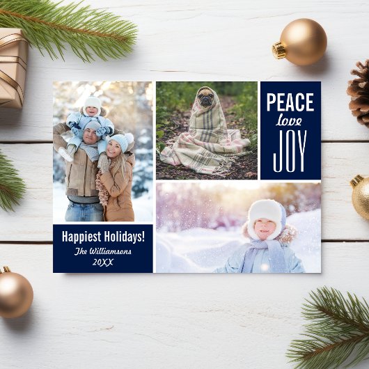 ブルモダンークリスマスピースラブジョイフォトコラージュ シーズンカード