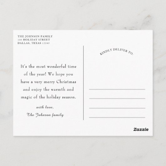 ブルモダンーネービーメリークリスマスハッピーニューイヤー ポストカード (裏面)