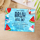 ブルユーインプールパーティー子供の誕生日 インビテーションポストカード