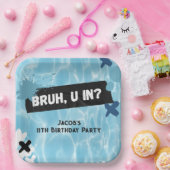 ブルユーインプールパーティー10代のボーイ誕生日 ペーパープレート (パーティー)