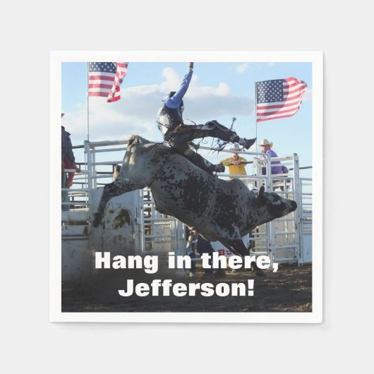 ブルライダーとバッキングブルロデオ スタンダードカクテルナプキン (正面)