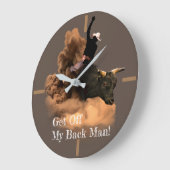 ブルライダー – 私の背中の男を降りろ! ラージ壁時計 (傾斜)