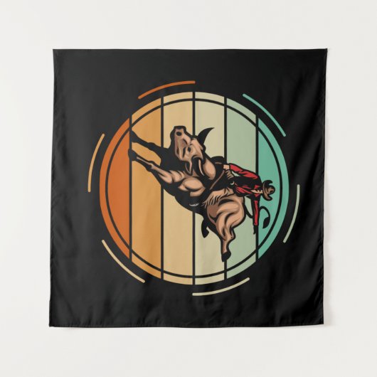 ブルライディングロデオライダーカウボーイウエスタンヴィンテージ タペストリー (正面(横))