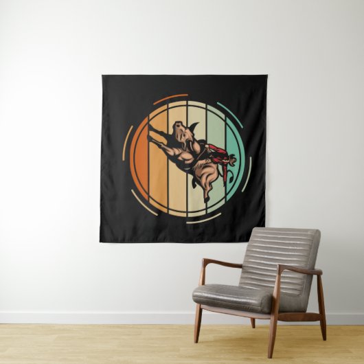 ブルライディングロデオライダーカウボーイウエスタンヴィンテージ タペストリー (インサイチュ(横))