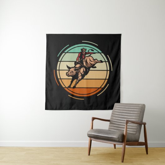 ブルライディングロデオライダーカウボーイウエスタンヴィンテージ タペストリー (インサイチュ)
