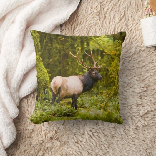 ブルルーズベルトエルク牧草地に立つ クッション (ブランケット)