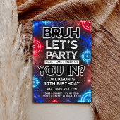 ブルレーザーラベルグロー誕生日招待状 招待状