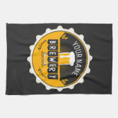 ブルワリパーソナライズされたービールボトルキャップバー キッチンタオル (横)