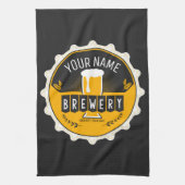 ブルワリパーソナライズされたービールボトルキャップバー キッチンタオル (縦)