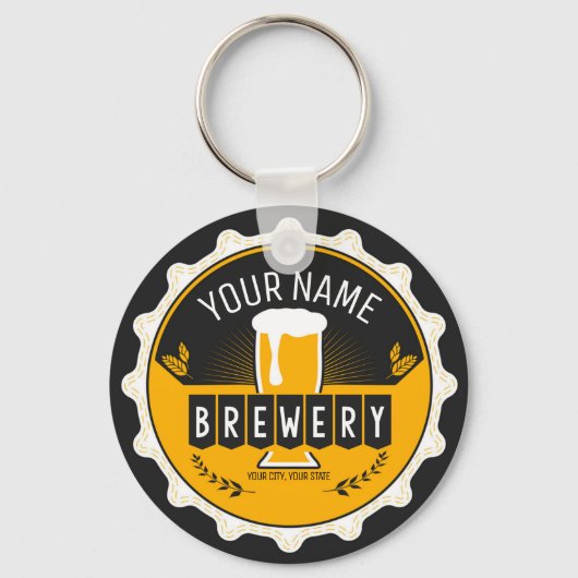 ブルワリパーソナライズされたービールボトルキャップバー キーホルダー (正面)