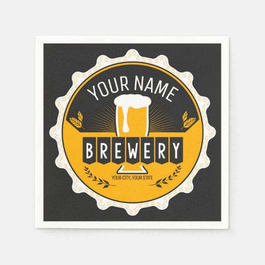 ブルワリパーソナライズされたービールボトルキャップバー スタンダードカクテルナプキン (正面)