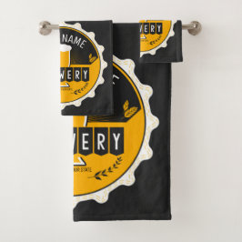 ブルワリパーソナライズされたービールボトルキャップバー バスタオルセット