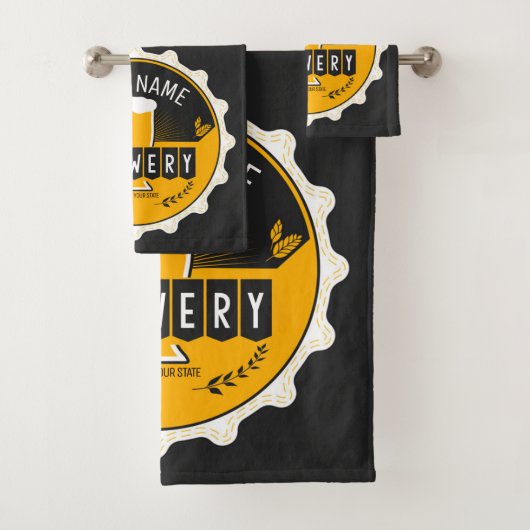 ブルワリパーソナライズされたービールボトルキャップバー バスタオルセット (インサイチュ)