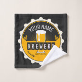 ブルワリパーソナライズされたービールボトルキャップバー バスタオルセット (ウォッシュタオル)