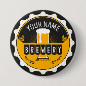 ブルワリパーソナライズされたービールボトルキャップバー 缶バッジ (正面)