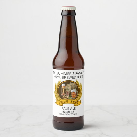 ブルワリモダンーカスタムクラフトビール水彩 ビールラベル (正面)